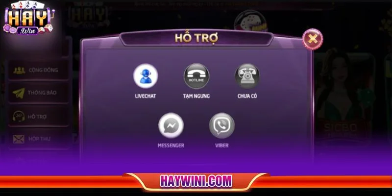 Chỉ dẫn cách thức liên lạc với cổng game HAYWIN