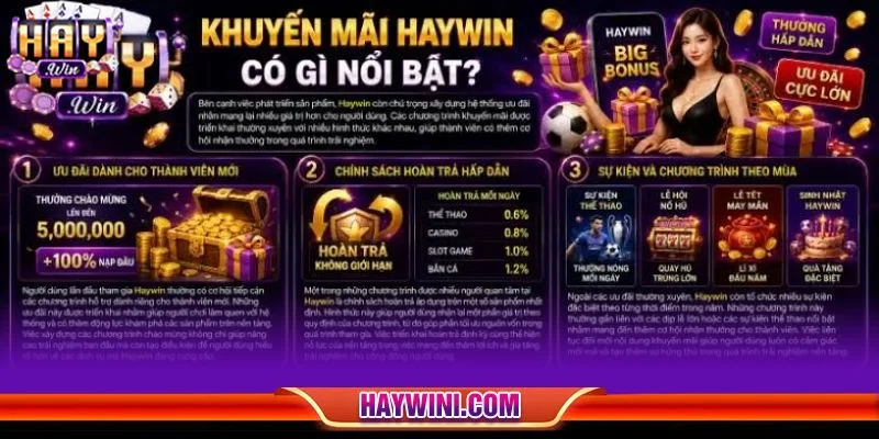 Khuyến mãi là chương trình quà tặng đặc sắc mà hội viên HAYWIN không nên bỏ lỡ